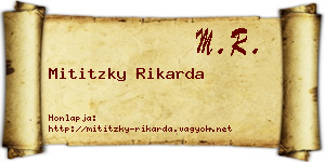 Mititzky Rikarda névjegykártya